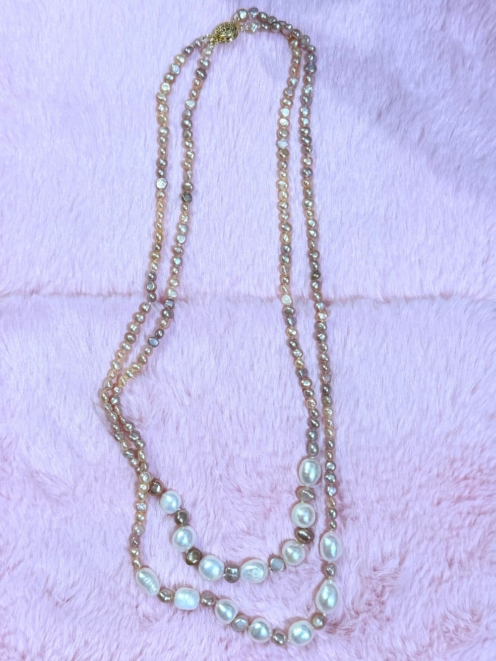 Natural White Purple Pink Baroque South Sea Cultured Pearl Layered Necklace 21”
